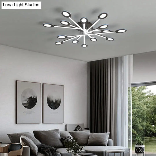 Starburst Led Semi Flush Ceiling Light In Warm/White Minimalistic Design Acrylic 31.5/45 Wide Brown