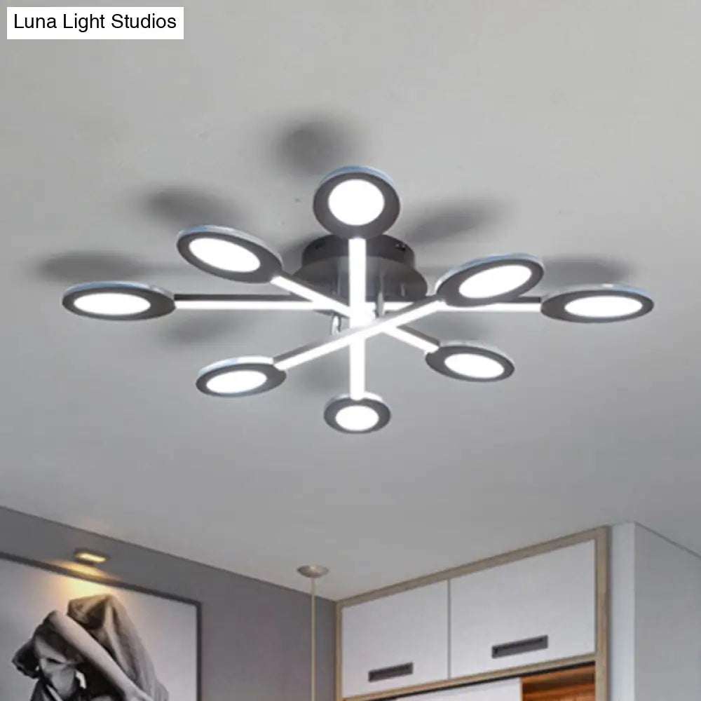 Starburst Led Semi Flush Ceiling Light In Warm/White Minimalistic Design Acrylic 31.5/45 Wide Brown