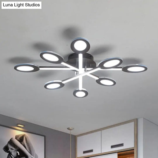 Starburst Led Semi Flush Ceiling Light In Warm/White Minimalistic Design Acrylic 31.5/45 Wide Brown