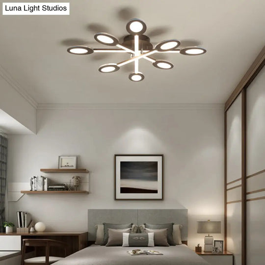 Starburst Led Semi Flush Ceiling Light In Warm/White Minimalistic Design Acrylic 31.5/45 Wide Brown