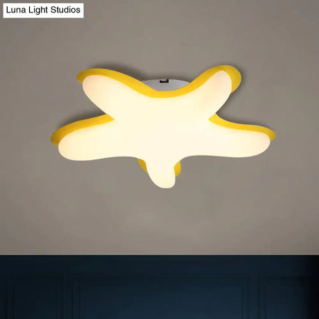 Starfish Flush Ceiling Light: Acrylic Led Fixture For Bedrooms White/Pink/Yellow