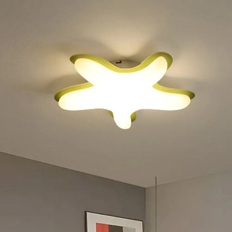 Starfish Flush Ceiling Light: Acrylic Led Fixture For Bedrooms White/Pink/Yellow Yellow
