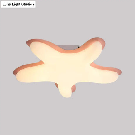 Starfish Flush Ceiling Light: Acrylic Led Fixture For Bedrooms White/Pink/Yellow