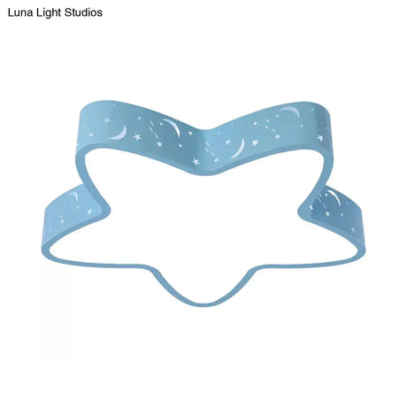 Starfish Led Flush - Mount Light Fixture With Hollow - Out Design For Kids Room - Pink/Light Blue