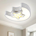 Starry Moon And Pentagram Led Ceiling Flush Lighting For Kids’ Bedroom - Acrylic Blue/Pink/White