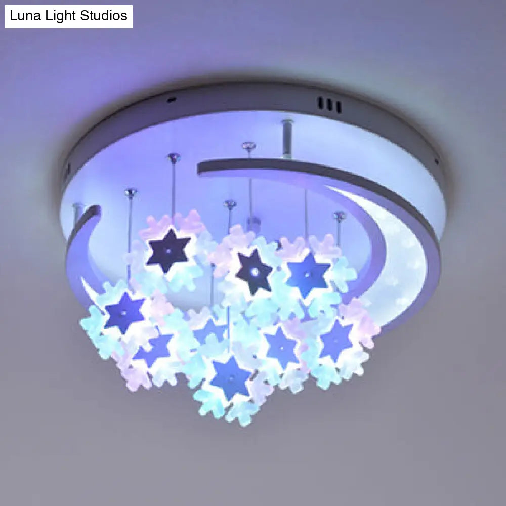 Starry Moon Led Ceiling Lamp For Theme Parks - Contemporary Style White /