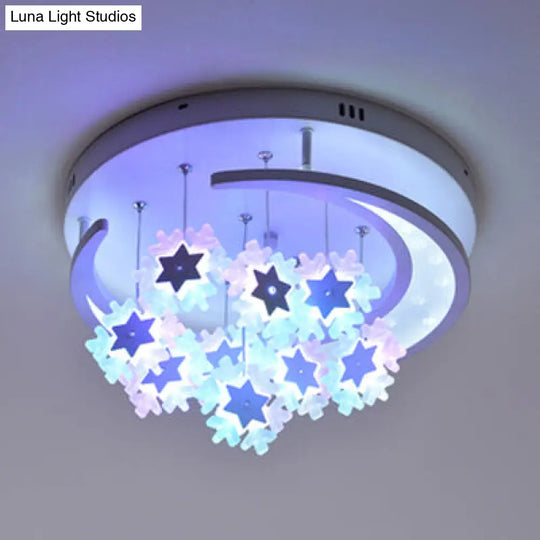 Starry Moon Led Ceiling Lamp For Theme Parks - Contemporary Style White /