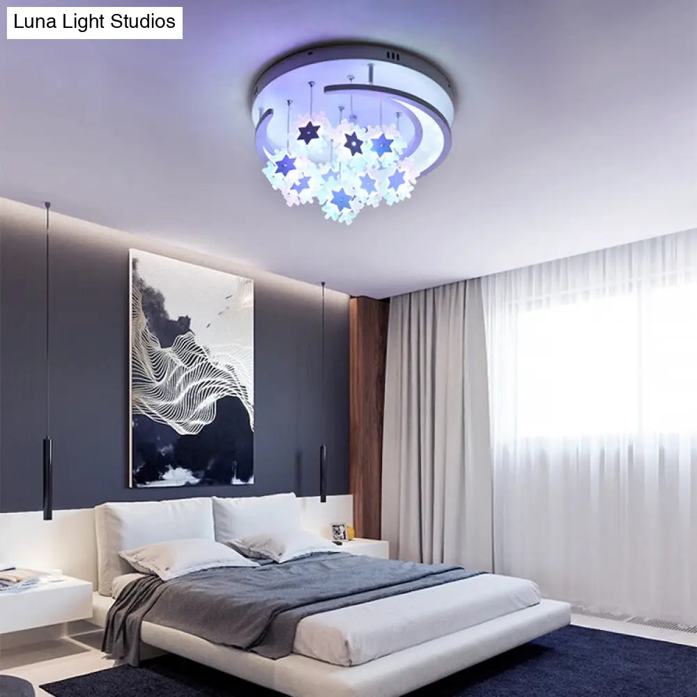 Starry Moon Led Ceiling Lamp For Theme Parks - Contemporary Style