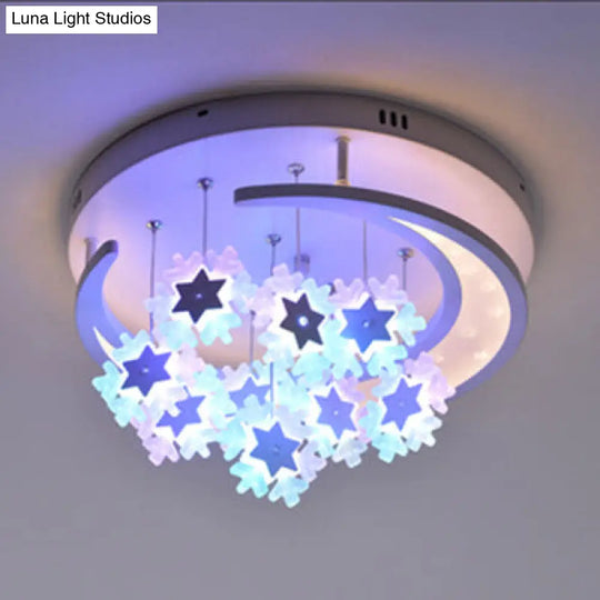 Starry Moon Led Ceiling Lamp For Theme Parks - Contemporary Style White / Warm