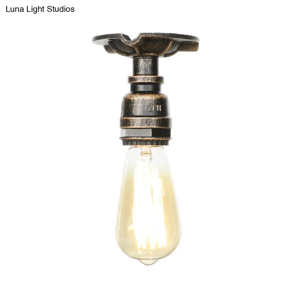 Steampunk Pipe Close To Ceiling Light In Bronze For Living Room 1 /