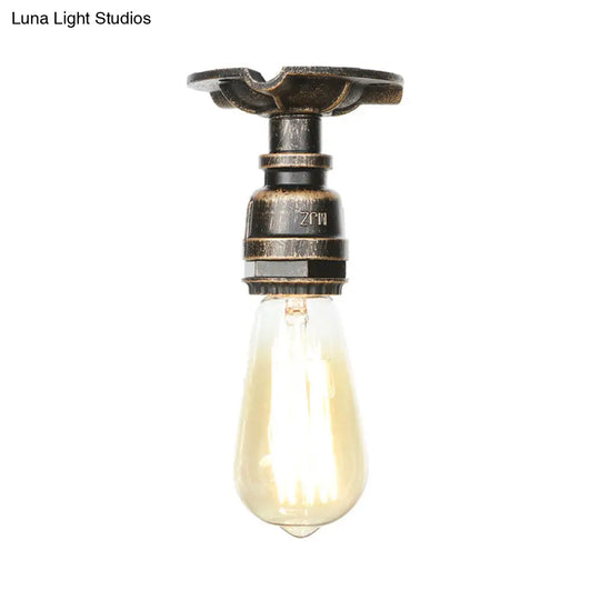 Steampunk Pipe Close To Ceiling Light In Bronze For Living Room 1 /
