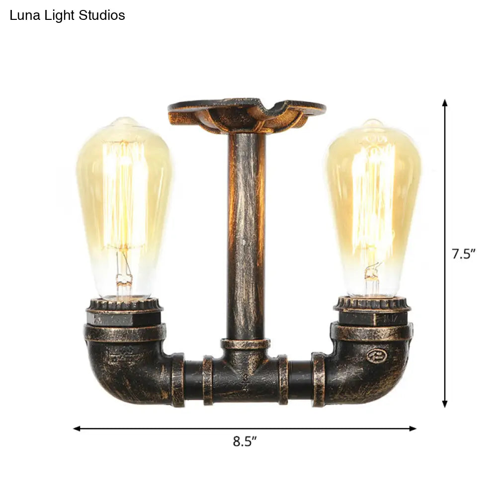 Steampunk Pipe Close To Ceiling Light In Bronze For Living Room