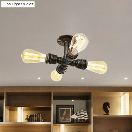 Steampunk Pipe Close To Ceiling Light In Bronze For Living Room