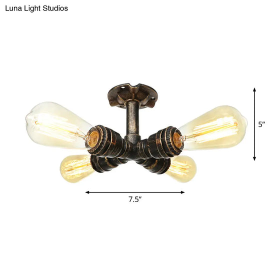 Steampunk Pipe Close To Ceiling Light In Bronze For Living Room