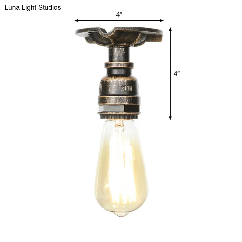Steampunk Pipe Close To Ceiling Light In Bronze For Living Room
