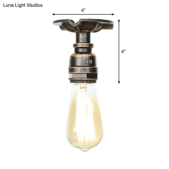 Steampunk Pipe Close To Ceiling Light In Bronze For Living Room