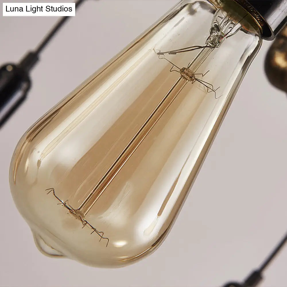 Steampunk Style 8-Head Chandelier Light Fixture: Rust Metal Pipe Hanging Lamp