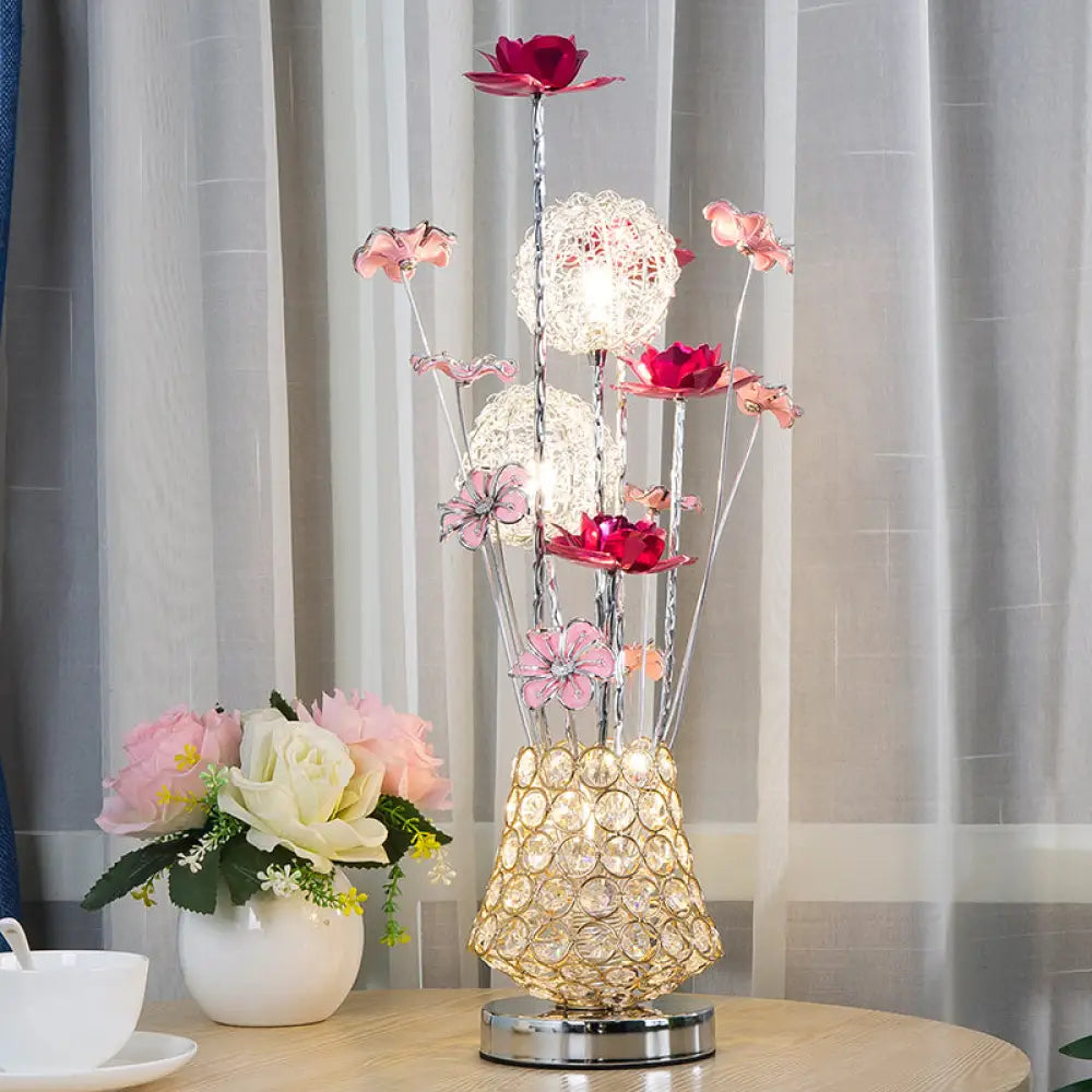 Stella - Golden Art Decor Rose And Dandelion Night Light Led Ironic Desk Lighting With Inserted