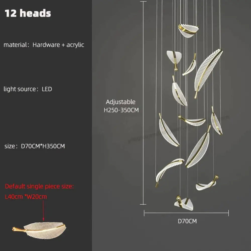 Stellana Leaf Cluster Chandelier 12 heads / white light