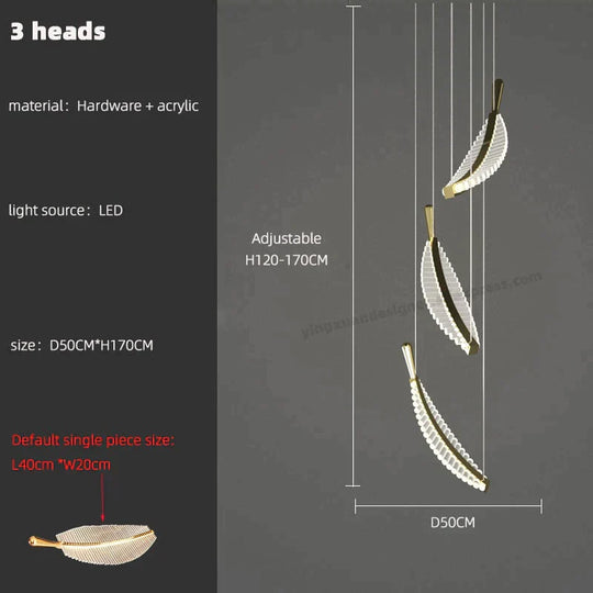 Stellana Leaf Cluster Chandelier 3 heads / white light