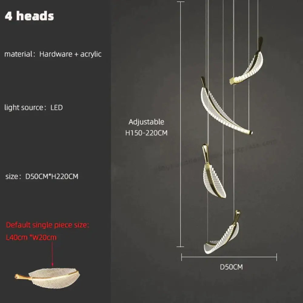Stellana Leaf Cluster Chandelier 4 heads / white light
