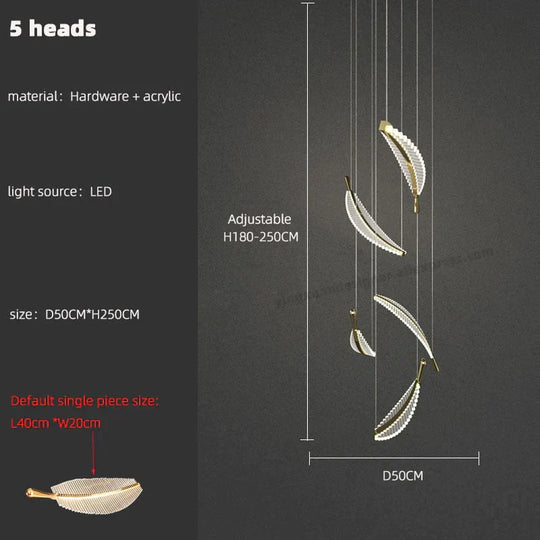 Stellana Leaf Cluster Chandelier 5 heads / white light