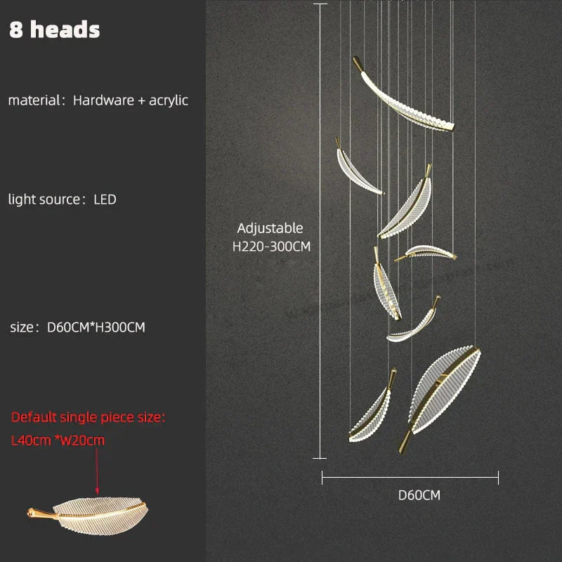 Stellana Leaf Cluster Chandelier 8 heads / white light