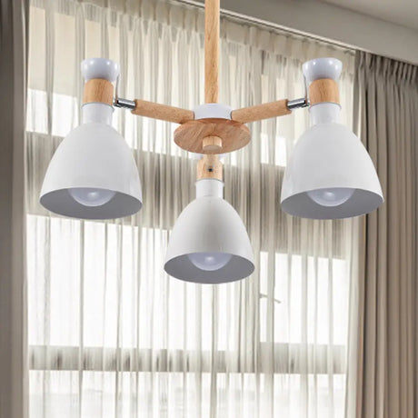 Study Room Ceiling Mount Light - Domed Metal Lamp With 3 Macaron Lights White