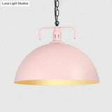 Stylish 1-Light Metal Pendant Light In Dark Blue - Domed Ceiling Fixture For Living Room (8 Or 10