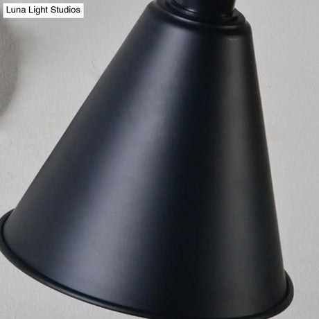 Stylish Antique Wrought Iron Wall Sconce With Cone Table Design And 1 Head In Black Or White