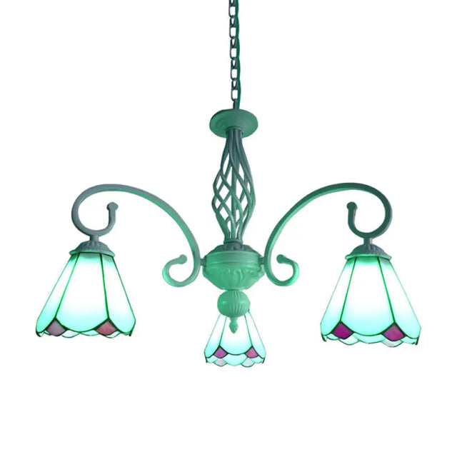 Stylish Arched Chandelier With Tiffany Glass Shades - 5/6/8 Lights For Bedroom Pendant Lighting 3 /