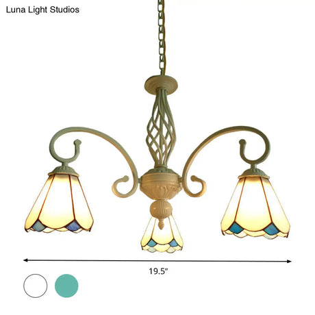 Stylish Arched Chandelier With Tiffany Glass Shades - 5/6/8 Lights For Bedroom Pendant Lighting