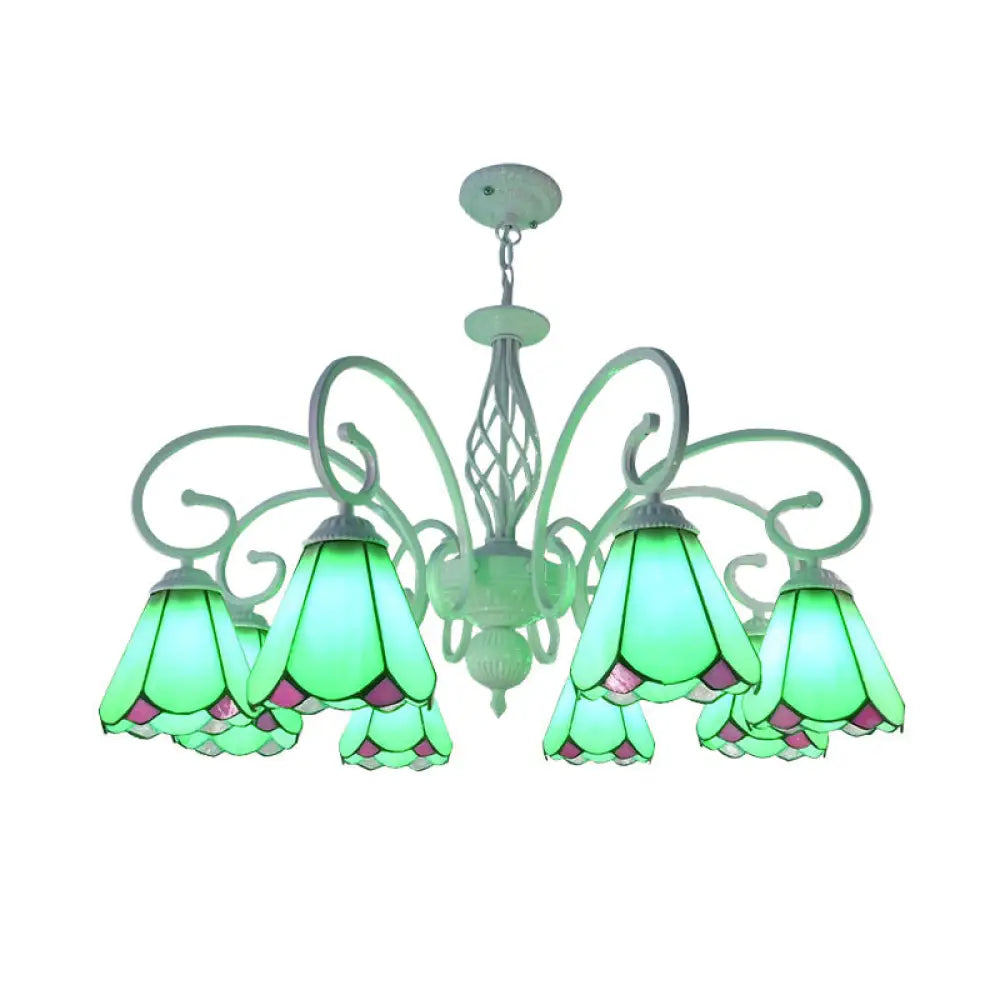 Stylish Arched Chandelier With Tiffany Glass Shades - 5/6/8 Lights For Bedroom Pendant Lighting 8 /