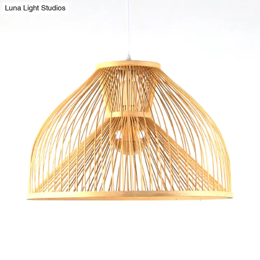 Stylish Asian 1-Light Bamboo Pendant Lamp For Dining Room Ceiling Fixture