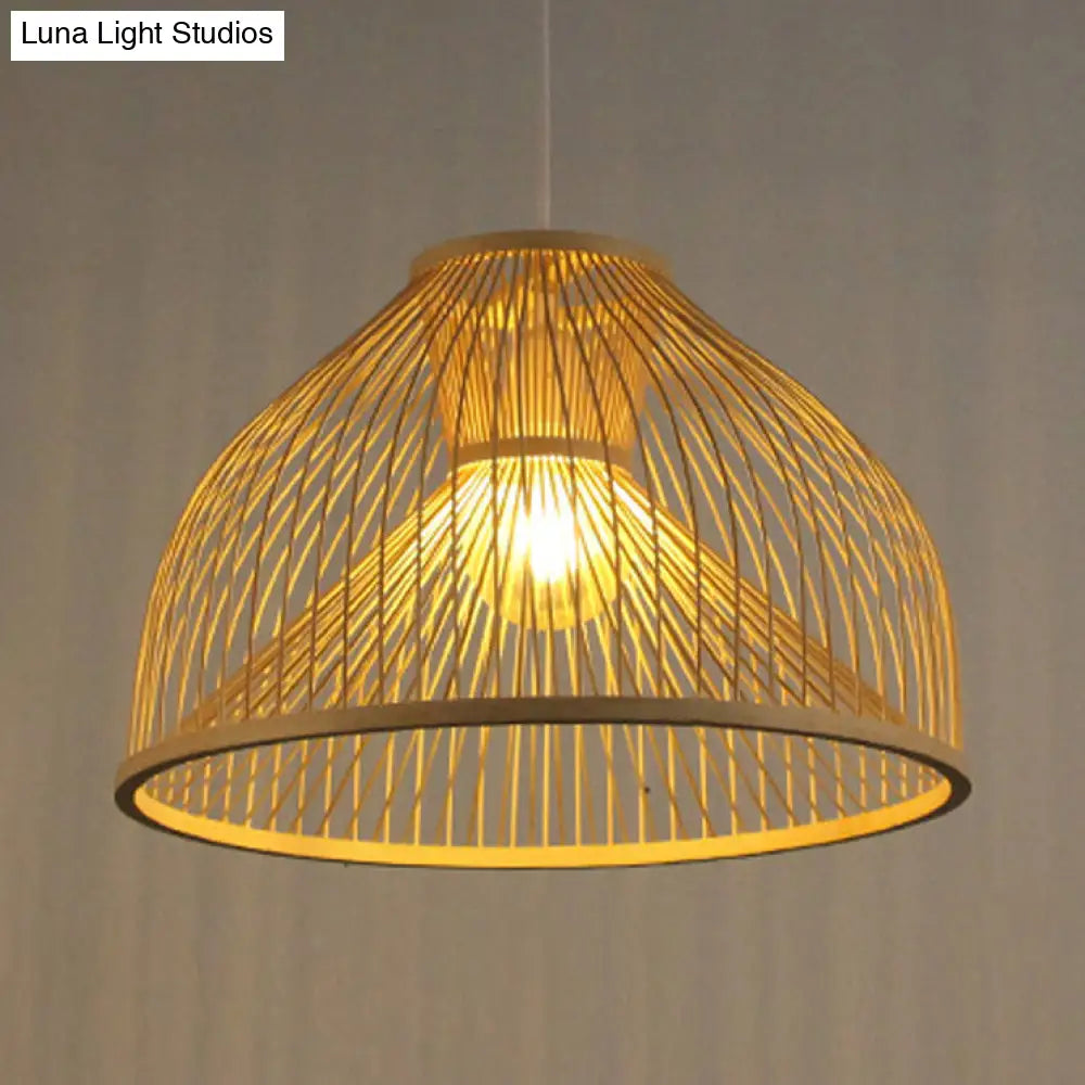 Stylish Asian 1-Light Bamboo Pendant Lamp For Dining Room Ceiling Fixture