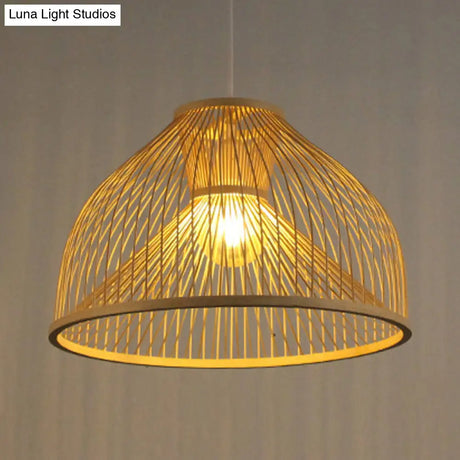 Stylish Asian 1-Light Bamboo Pendant Lamp For Dining Room Ceiling Fixture