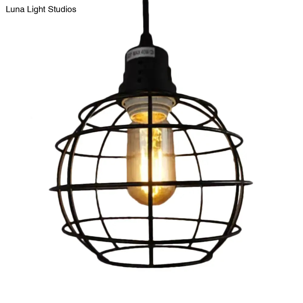 Stylish Black Metal Pendant Lamp With Global Shade - Perfect For Nautical Themes & Balcony Lighting