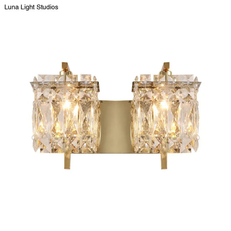 Stylish Crystal Rectangle Wall Light In Gold/Chrome For Modern Bedrooms
