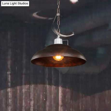 Stylish Double Bubble Iron Pendant Light In Rust For Dining Room - Industrial Design