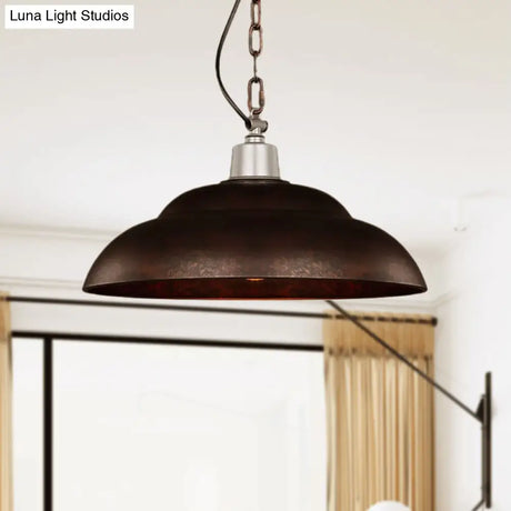 Stylish Double Bubble Iron Pendant Light In Rust For Dining Room - Industrial Design