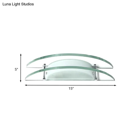 Stylish Dual Arc Sconce Light With Clear Glass Shade - Bedside Wall Mount Lamp