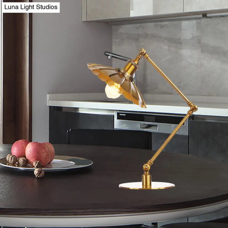 Stylish Flared Table Lamp - Industrial Metallic Accent With 1 Light For Dining Room Gold 8+8/8+8+8
