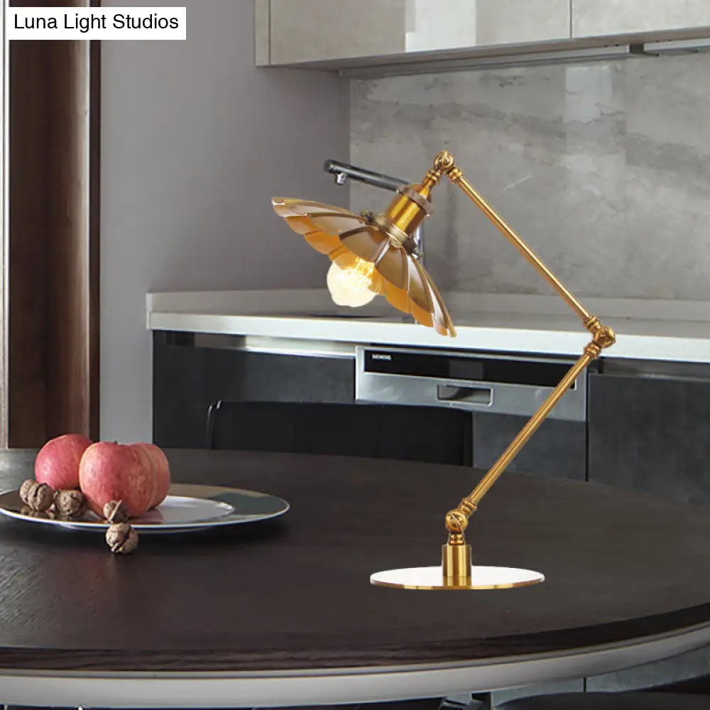 Stylish Flared Table Lamp - Industrial Metallic Accent With 1 Light For Dining Room Gold 8+8/8+8+8