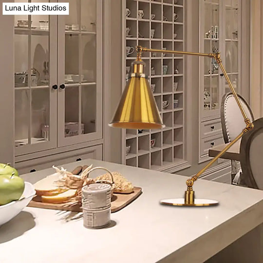 Stylish Flared Table Lamp - Industrial Metallic Accent With 1 Light For Dining Room Gold 8+8/8+8+8