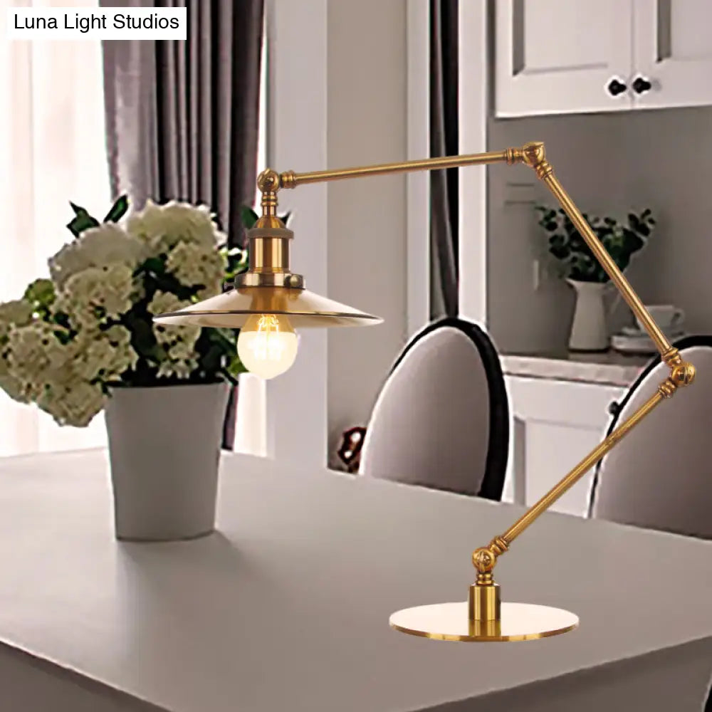 Stylish Flared Table Lamp - Industrial Metallic Accent With 1 Light For Dining Room Gold 8+8/8+8+8