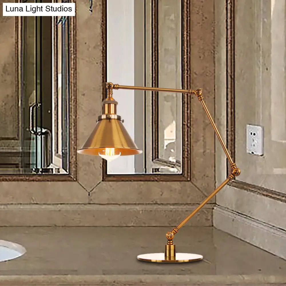 Stylish Flared Table Lamp - Industrial Metallic Accent With 1 Light For Dining Room Gold 8+8/8+8+8