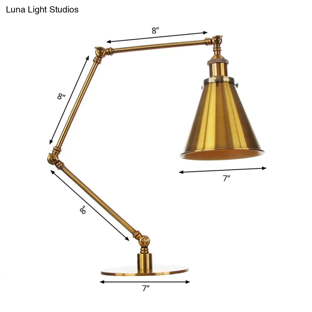 Stylish Flared Table Lamp - Industrial Metallic Accent With 1 Light For Dining Room Gold 8+8/8+8+8