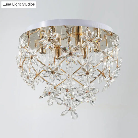 Stylish Gold Crystal Chandelier With 6 - Lights For Dining Table Ceiling Mount