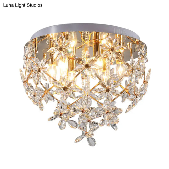 Stylish Gold Crystal Chandelier With 6 - Lights For Dining Table Ceiling Mount