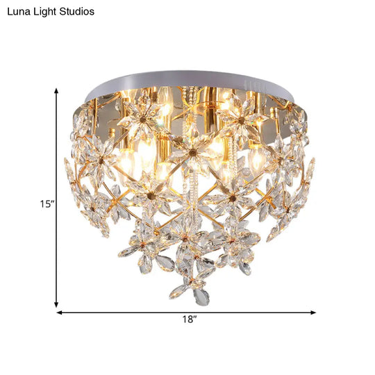 Stylish Gold Crystal Chandelier With 6 - Lights For Dining Table Ceiling Mount
